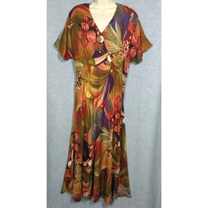 Vtg Carole Little Maxi Dress 12 Floral Watercolor Empire Waist Free Spirit Boho